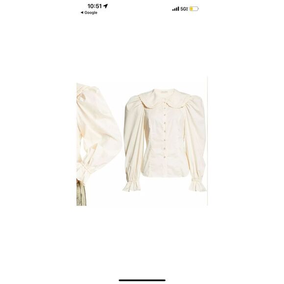 Ulla Johnson Marietta Puff Sleeve Blouse in DogWood Size 4 Cream Victorian - Picture 9 of 11